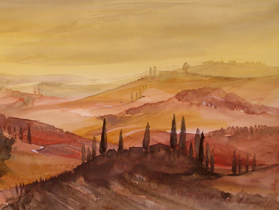 Hügel des Chianti – Aquarell · 56 × 37 cm · 2005