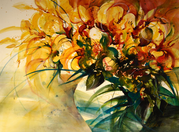 Gelbe Lilien – Aquarell · 45 × 65 cm · 2006