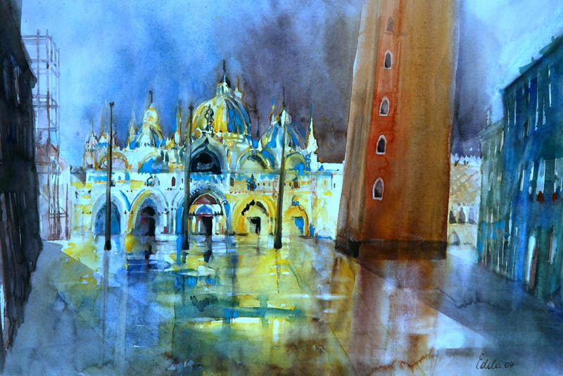 Venedig Markusplatz – Aquarell · 34 × 54 cm · 2006