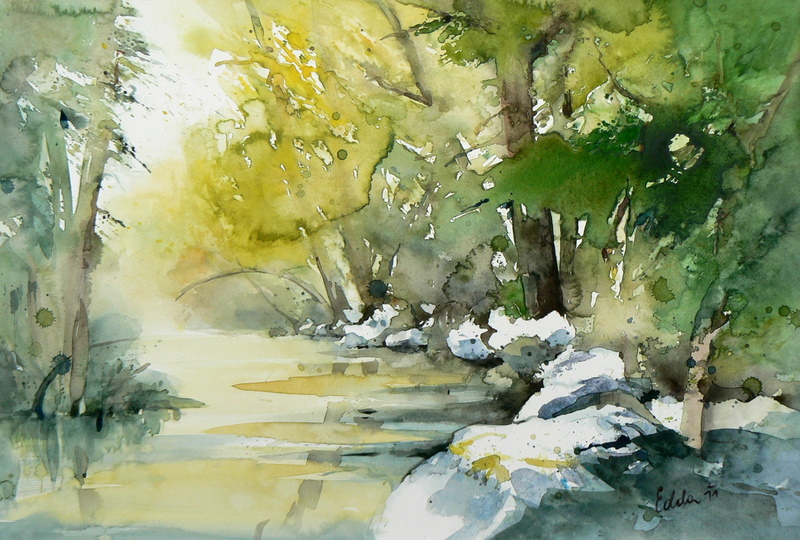 Frühling im Auwald – Aquarell · 52 × 38 cm · 2011