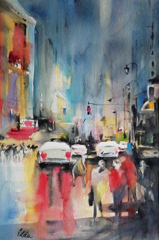 Nachtschicht – Aquarell · 50 × 70 cm · 2021
