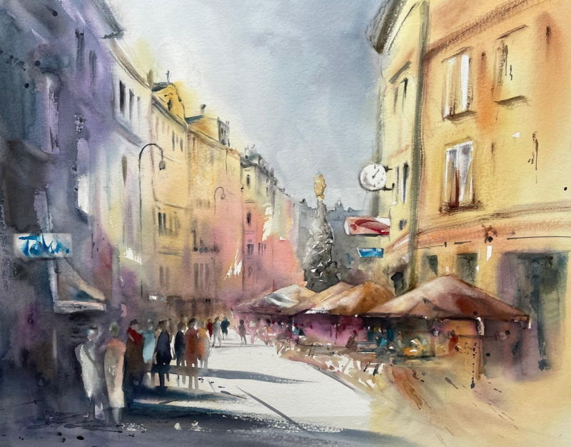 Wien Am Graben – Aquarell · 60 × 80 cm · 2024