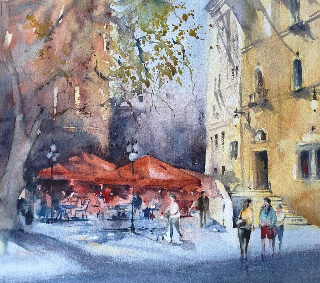 Modena – Aquarell · 65 × 65 cm · 2025